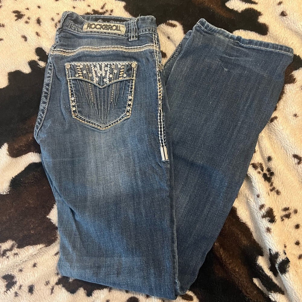 Rock & Roll Cowgirl Dark Blue Boot Cut Jeans